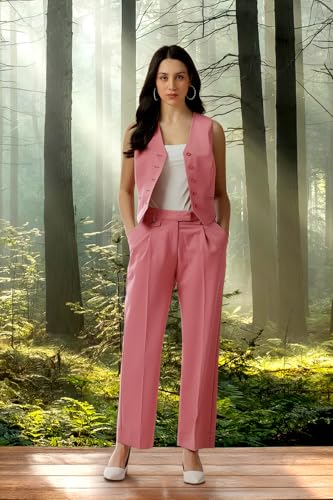 Van Heusen Women Pink Solid Formal Regular Fit Trousers