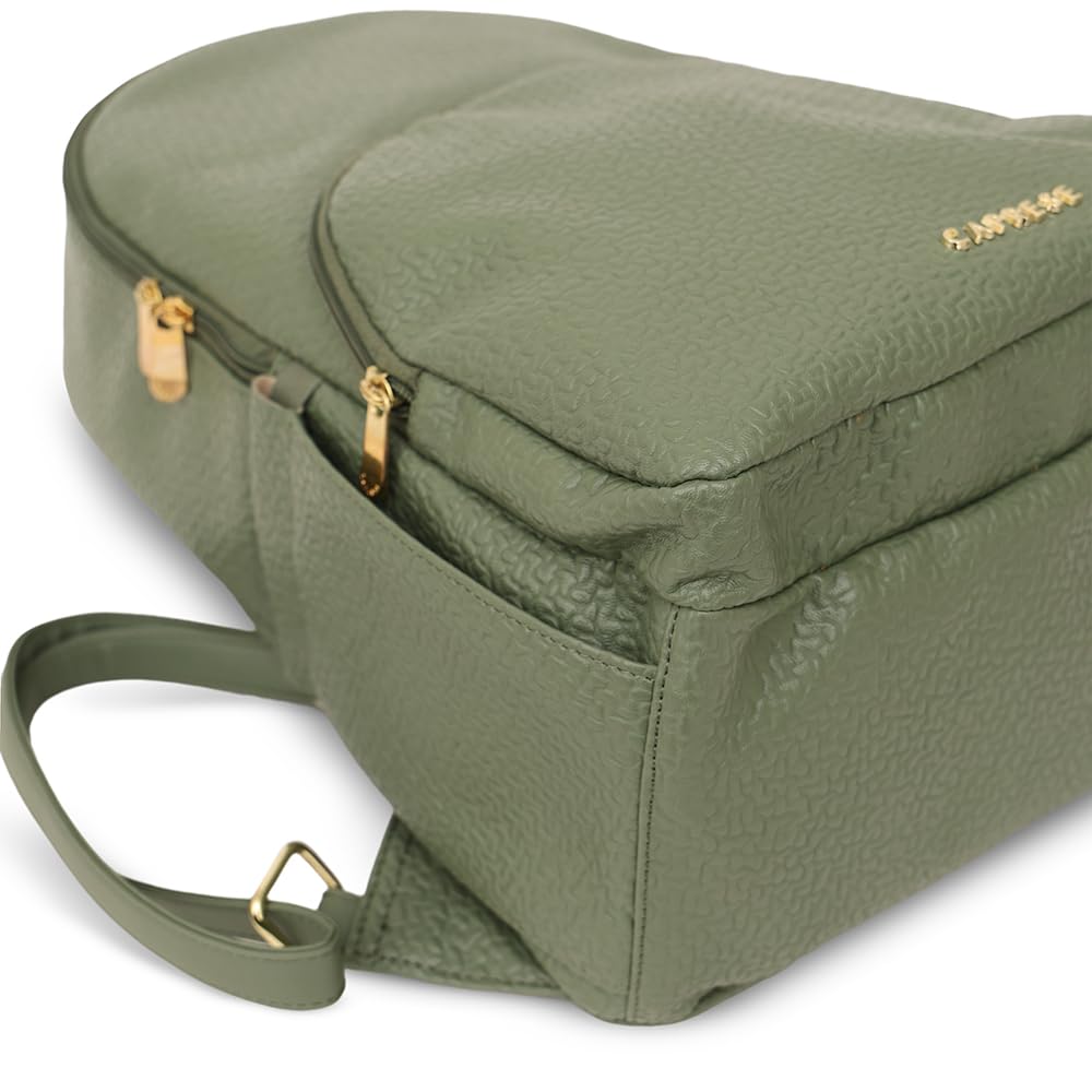 Caprese Comet Casual Backpack, Medium | Fashion Backpack for Women with Adjustable Strap & Secure Zip Closure | Spacious,Versatile for Daily Use, Ideal for Students, Professionals & Travelers (Olive)