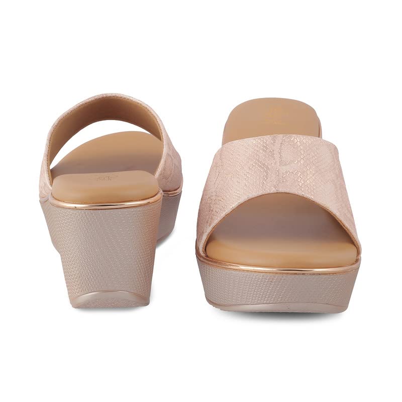 tresmode 239-SAMANTHA CHAMPAGN Women Dress Wedge Sandals EU/38 UK/5