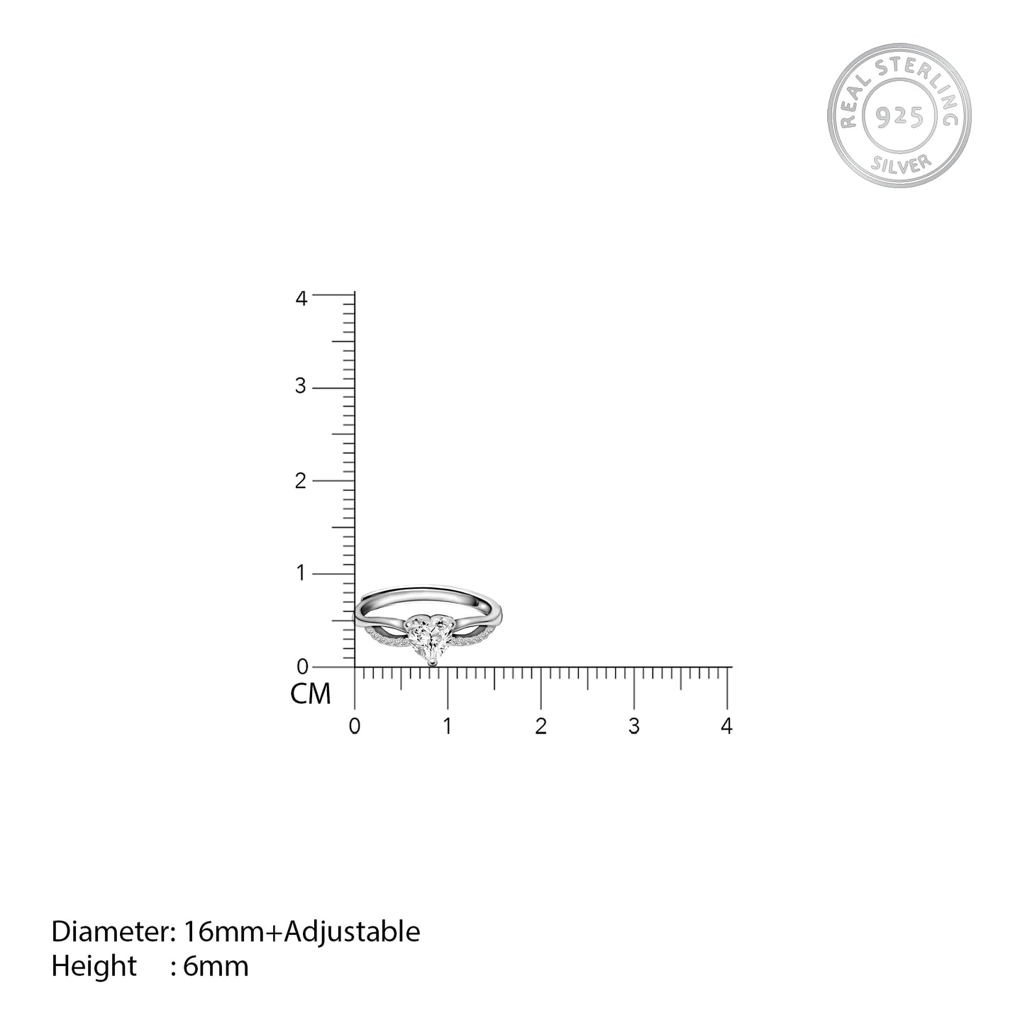 GIVA 925 Silver Infinity Heart Ring, Adjustable | Gifts for Girlfriend, Gifts for Women and Girls | With Certificate of Authenticity and 925 Stamp | 6 Month Warranty*