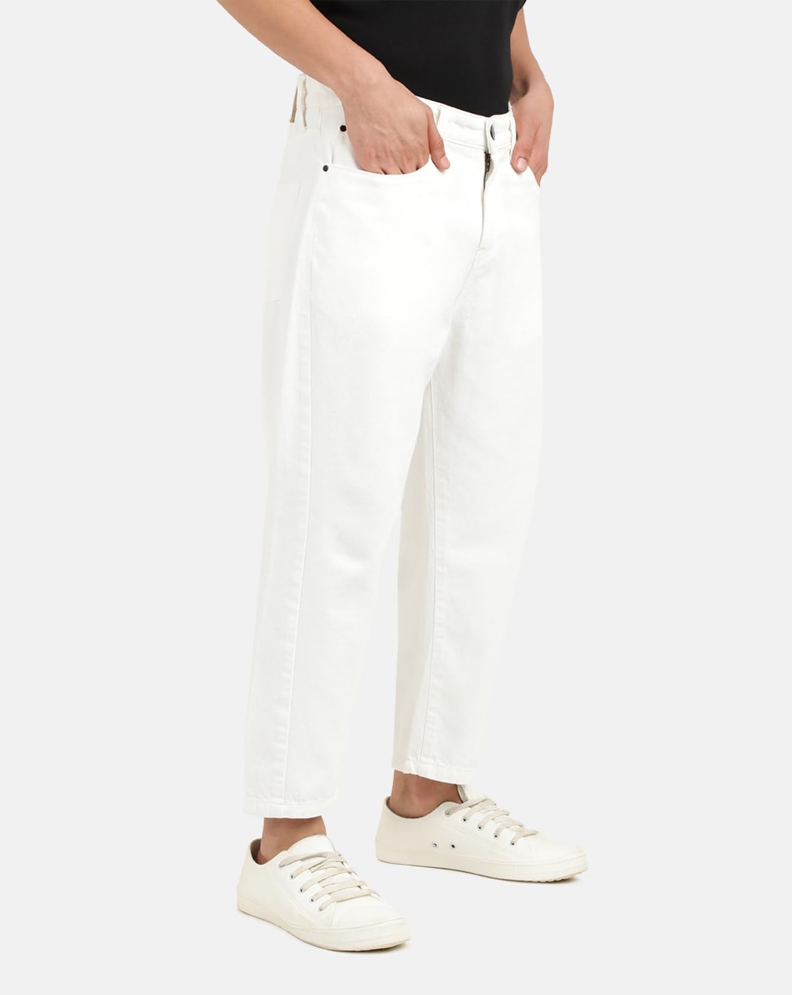 BENE KLEED Jeans for Men|Men White Loose Relaxed Fit Solid Cropped Jeans | 100% Cotton Trendy and Casual
