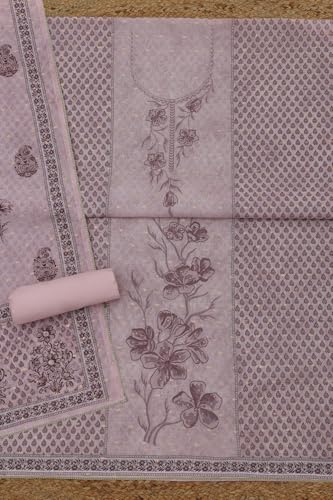 Soch Womens Pink Chanderi Floral Dress Material With Thread Work