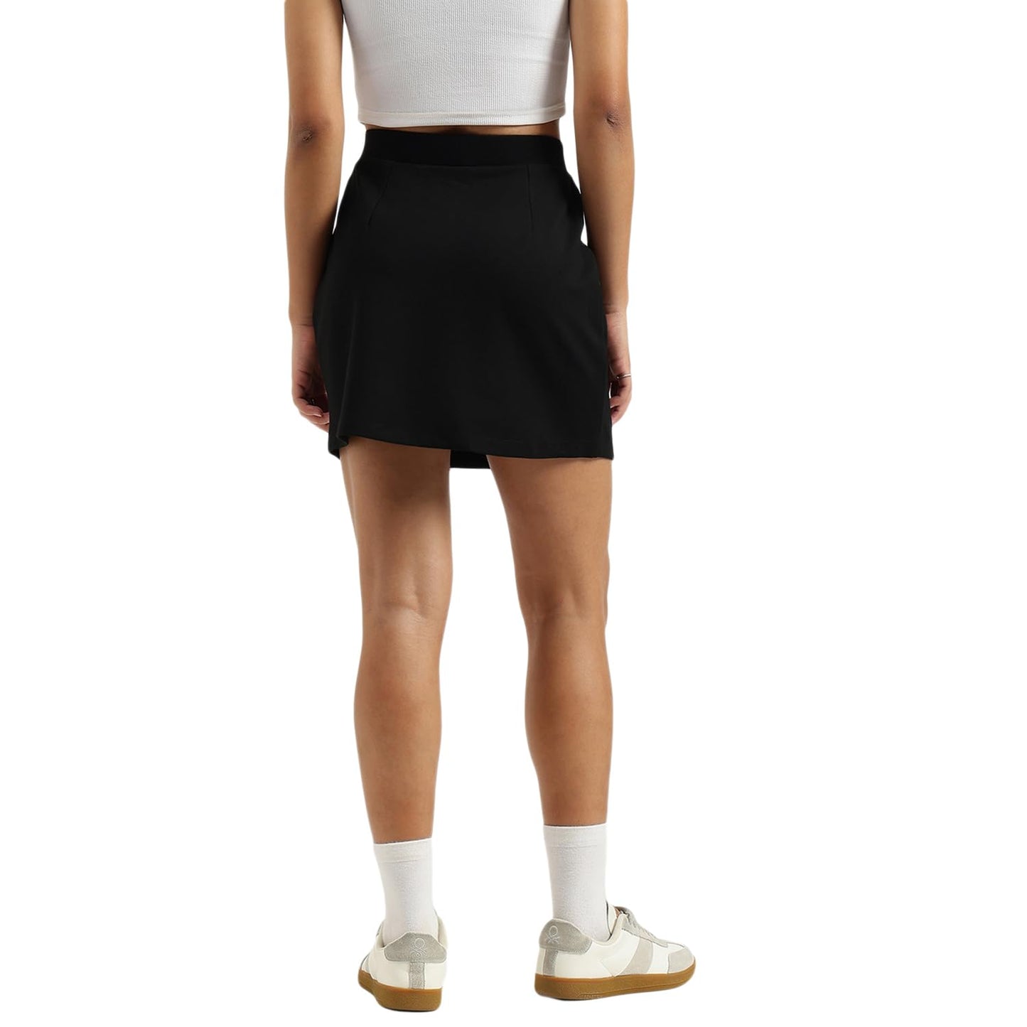 United Colors of Benetton Solid Ponte Skirt - (Size:M) - 26P39HHD001WG100 Black