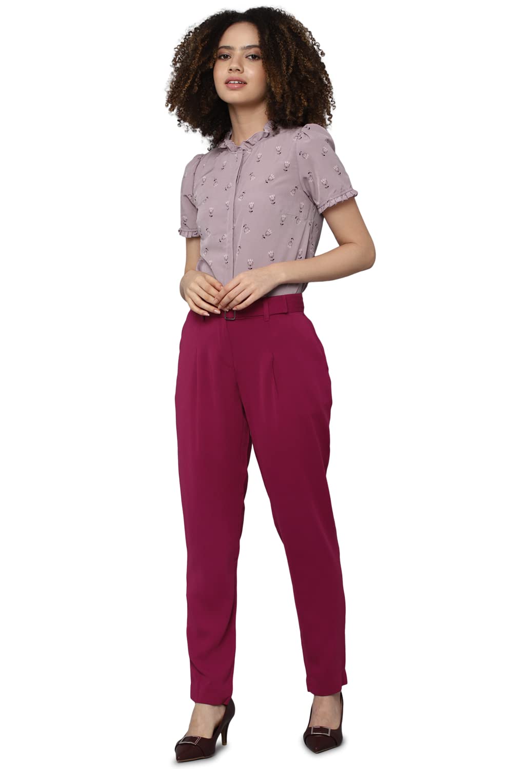 Allen Solly Women's Blouse (AHTSCRGPM56660_Purple L)