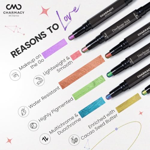 Charmacy Milano Zodiac Eyeshadow Stick - #903 Pisces, Dual-Ended, Highly Pigmented & Duochrome Eyeshadow, Enriched with Cacao Seed Butter, 1.8 Gms