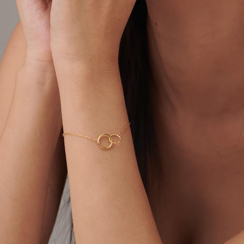 PALMONAS Double Rings Bracelet for Women - Gift for Girls & Women | Waterproof & Anti-Tarnish Bracelet