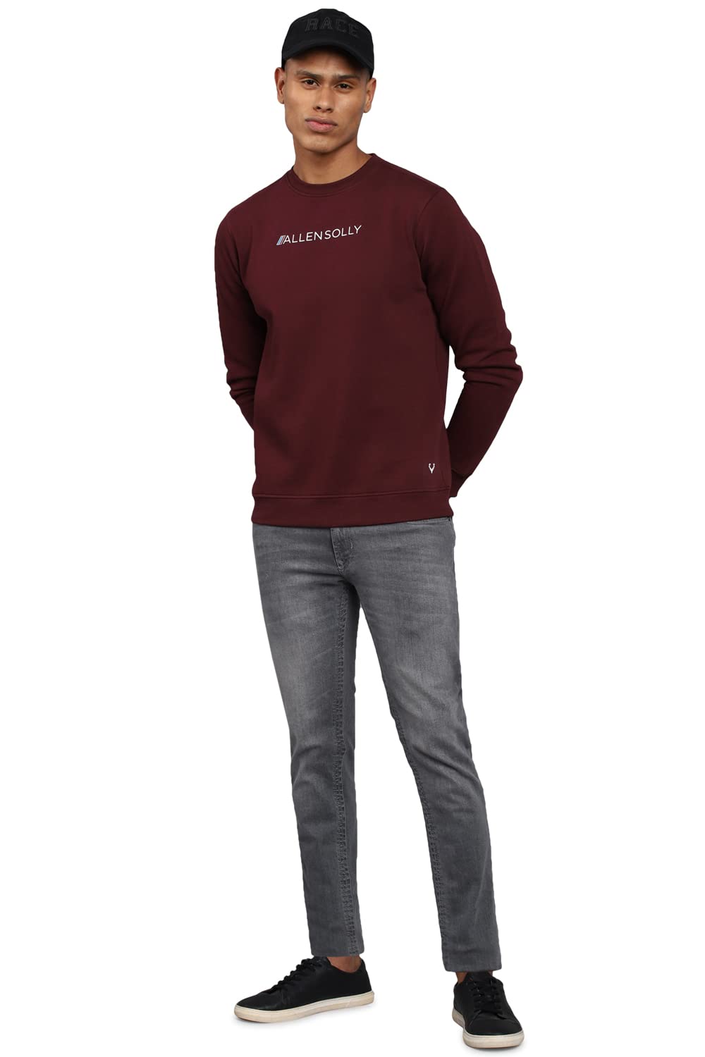 Allen Solly Men Casual Crew Neck, Regular Cotton Sweatshirt Pink