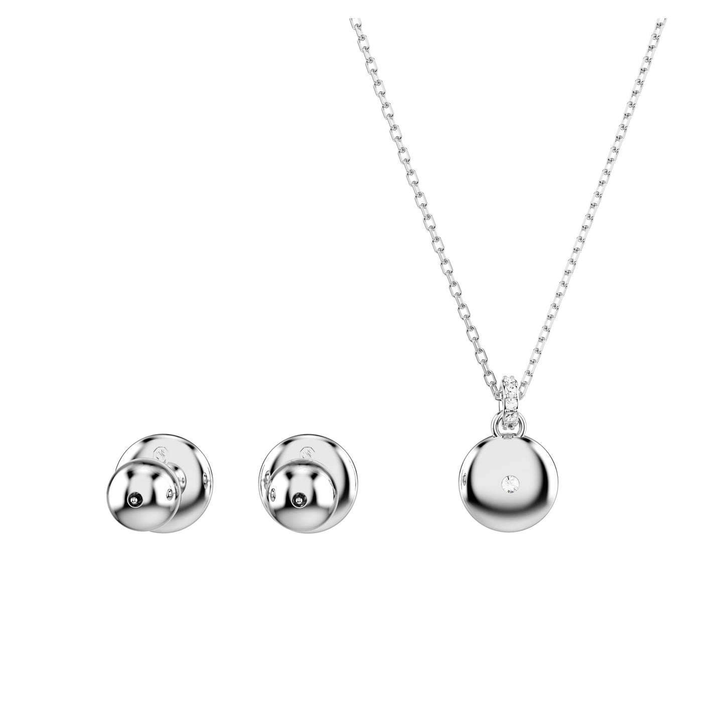Swarovski Women Meteora Pendant And Earrings Set, White, Rhodium Plated