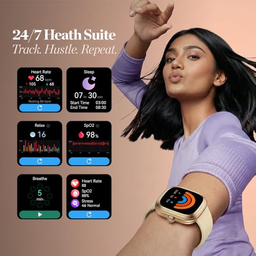 Fastrack Ryz Smart Watch For Women with 1.72” Super Ultra VU Display,Dynamic 60Hz Refresh Rate,AI Voice,Functional Crown,1ATM,BT Calling,HRM,SpO2 & Multiple Menu Styles,24/7 Health Suite - Light Beige