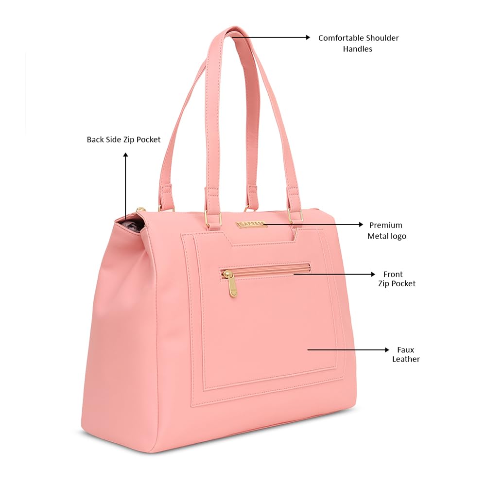 Caprese Ginty Satchel Bag, Medium | Stylish Solid Handbag for Women with Comfortable Flat Handles, Adjustable & Detachable Sling Strap | Secure Zip Closure | Perfect for Casual & Daily Use (Red)