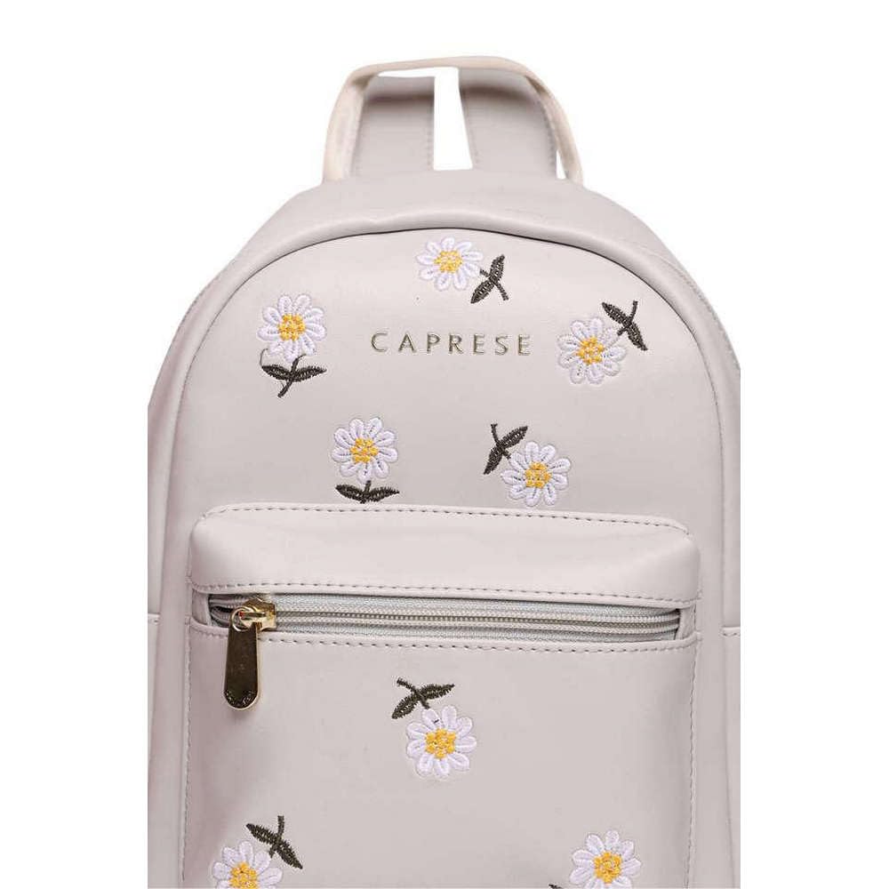 Caprese Zipper Kyle Faux Leather Women's Casual Wear Backpack (Grey, Small)