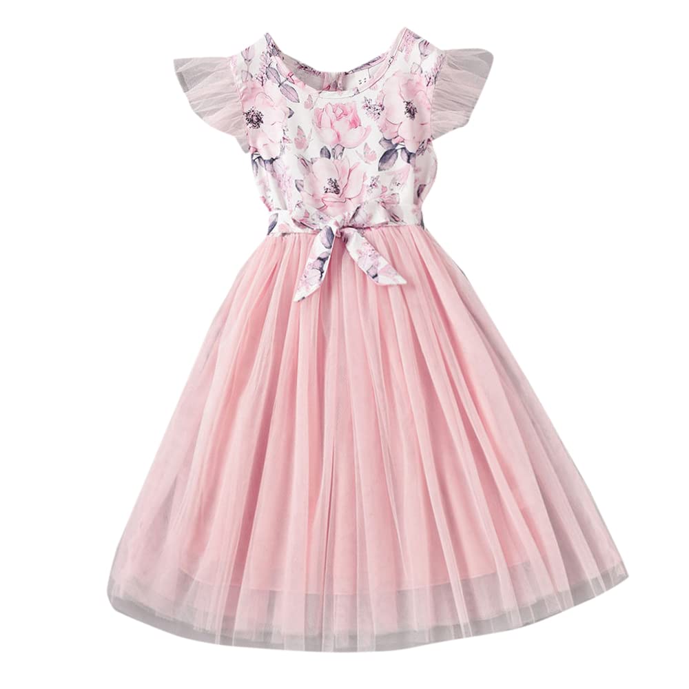 Hopscotch Girls Polyester And Spandex Floral Print Casual Dress in Pink Color For Ages 11-12 Years (GOE-4164033)