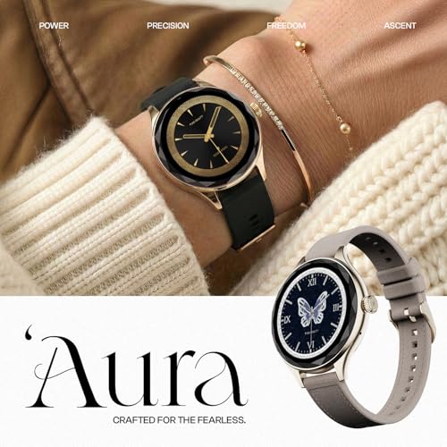 Fire-Boltt Phoenix Aura Women Smart Watch with 1.26” Diamond-Cut HD Display, Rotating Crown, Wireless Charging, Bluetooth Calling, Voice Assistant, 120+ Sports Modes - Latte Brown