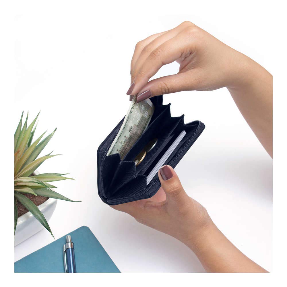 DailyObjects Blue Nylon Women's Card Wallet | Made with Ballistic Nylon Material | Carefully Handcrafted | Holds up to 20 Cards | Slim and Easy to Fit in Pocket | Zip Closure