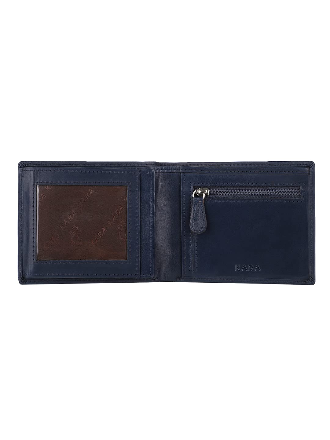KARA Navy Genuine Wallet for Men - Classic Bifold Men's Wallet with Coin Pocket and Card Holder Slot