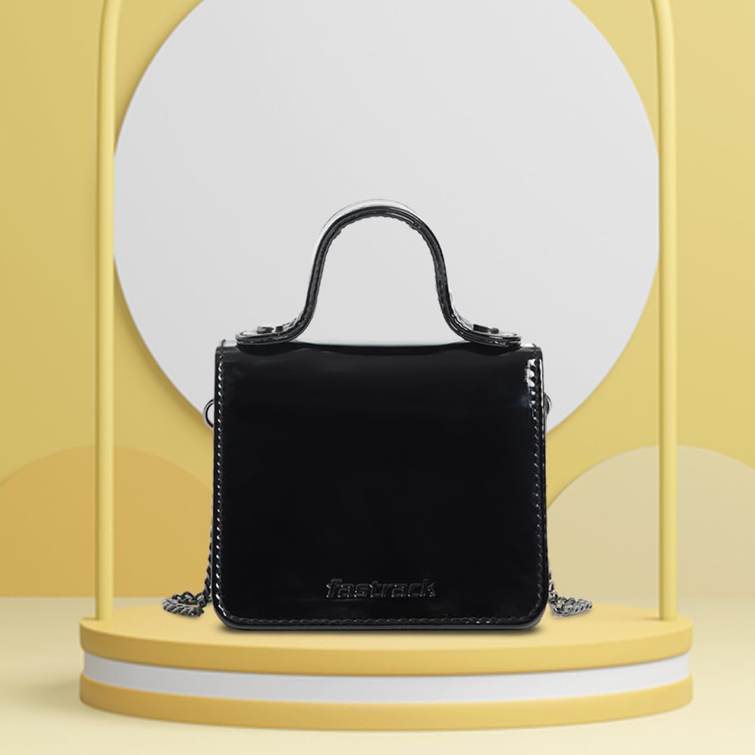 Fastrack Micro Clutch for Women | Stylish Micro Clutch with Chain Strap | Premium Clutch with Multiple Pockets made of Faux Leather