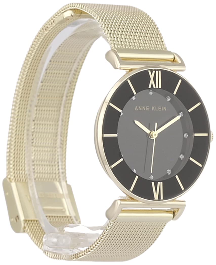 Anne Klein Women's Japanese Quartz Dress Watch with Stainless Steel Strap, Gold, 16 (Model: AK/3780BKGB)
