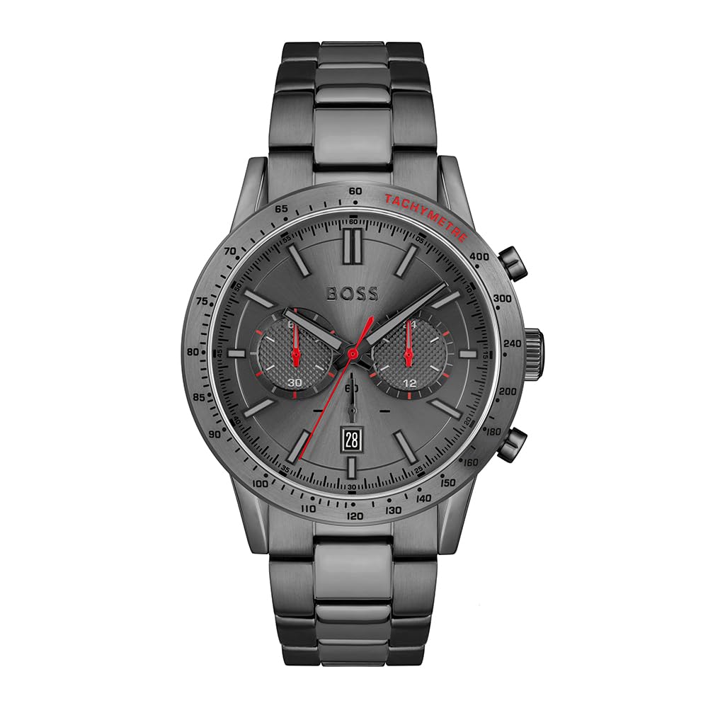 Hugo Boss Stainless Steel Boss Allure Analog Gray Dial Men Watch-1513924, Gray Band