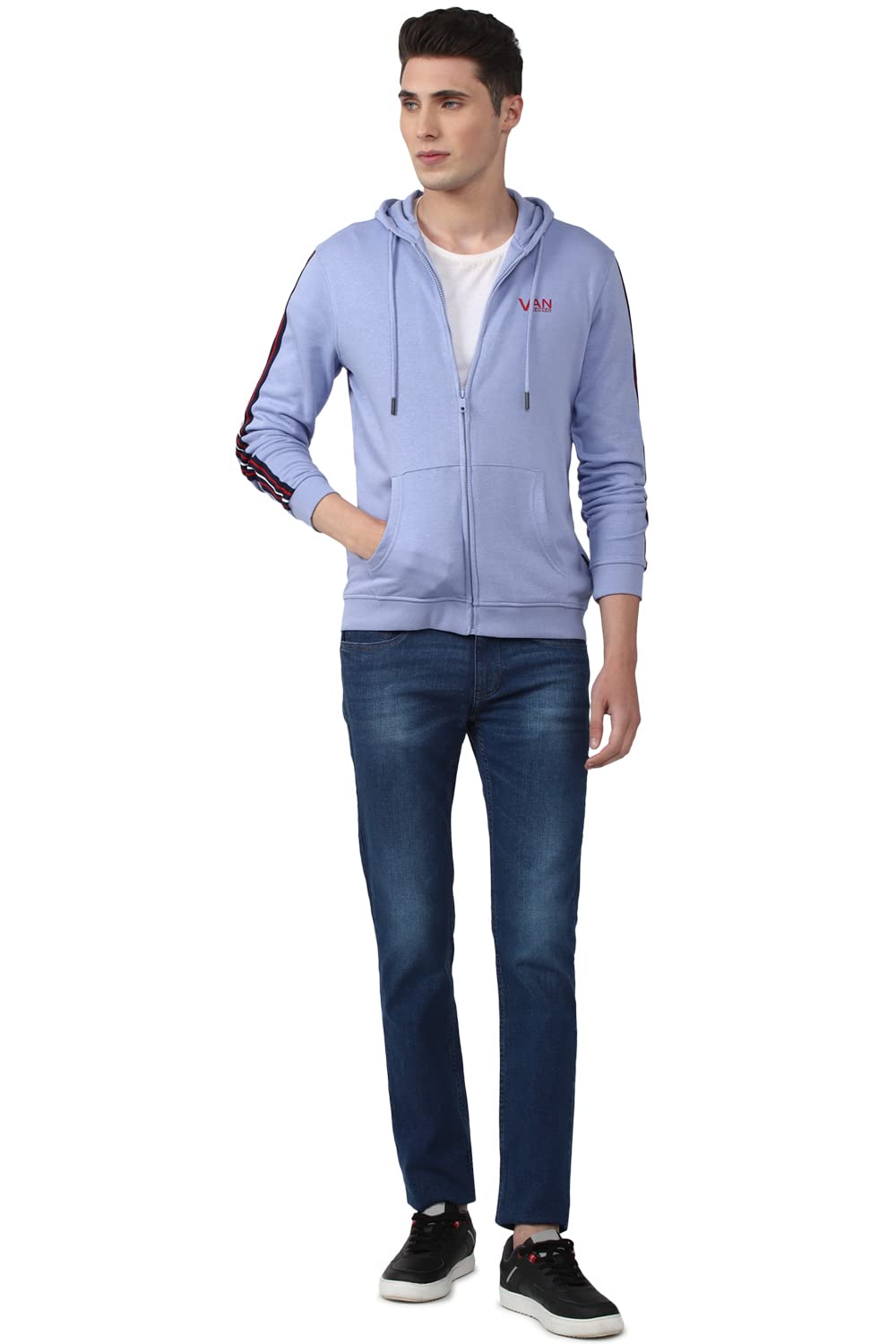 Van Heusen Cotton Blend Men's Regular Hooded Neck Sweatshirt Light Purple