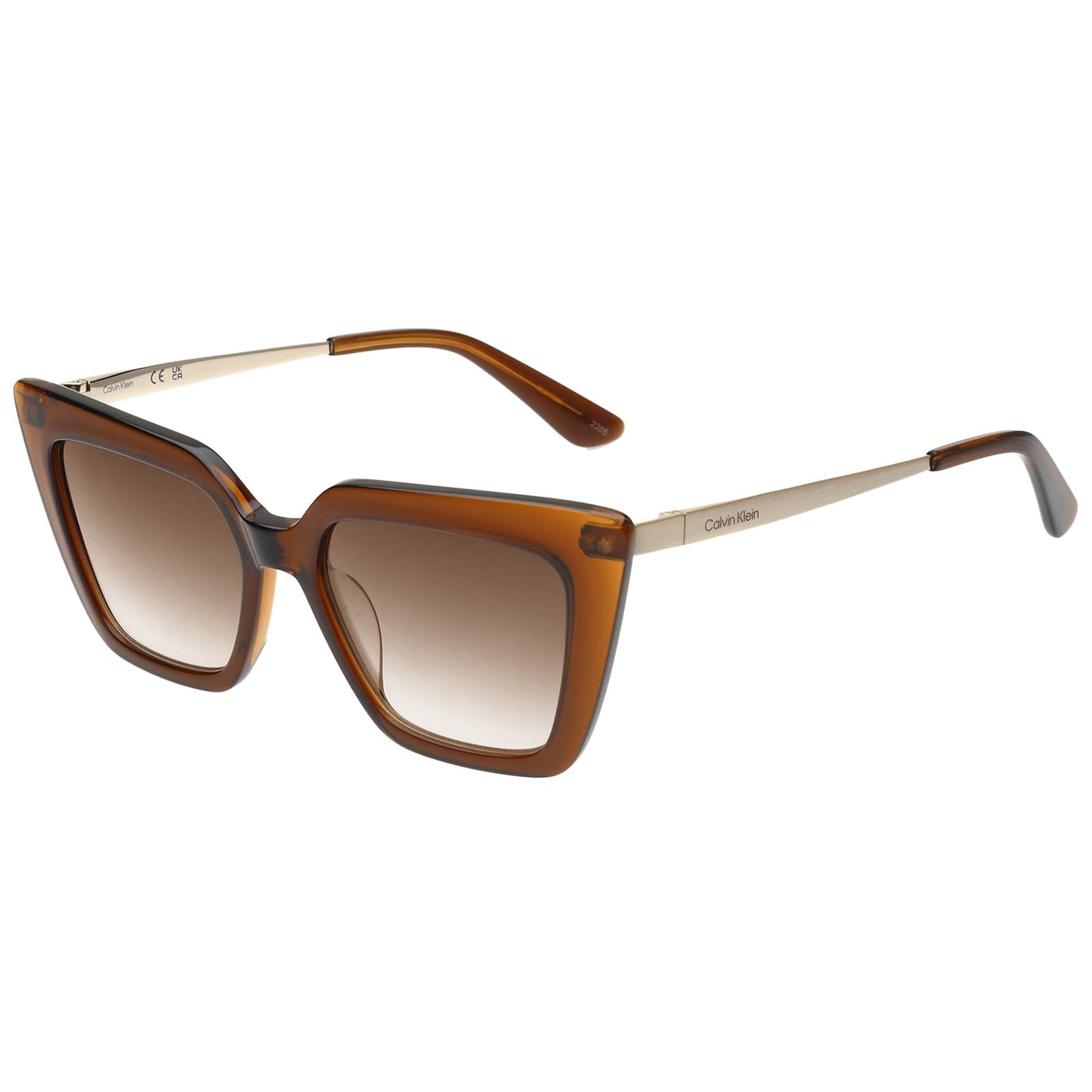 Calvin Klein|Brown Full Frame Cat-eye Sunglasses|100% UV Protected (Uv 400) Brown Gradient Faded Lens|Women's|Medium|CK 22516 261 54 S