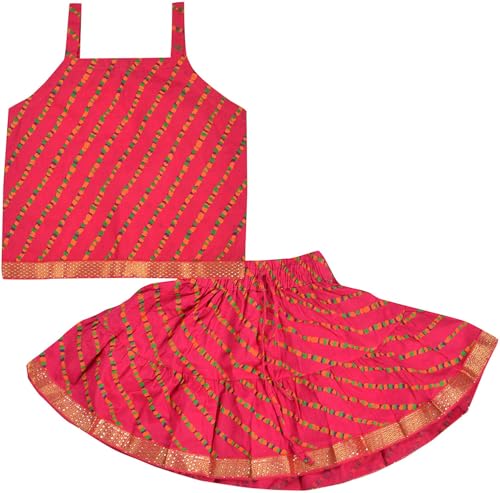 DIAMO Girl Cotton readymade Lehenga choli (KID226--parent_Pink_3 Months-6 Months)