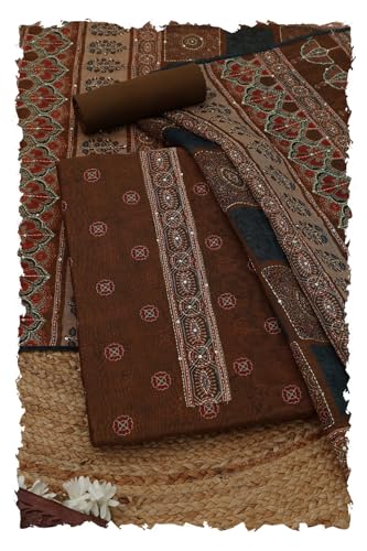 Soch Womens Mustard Chanderi Ethnic Motifs Dress Material With Sequins