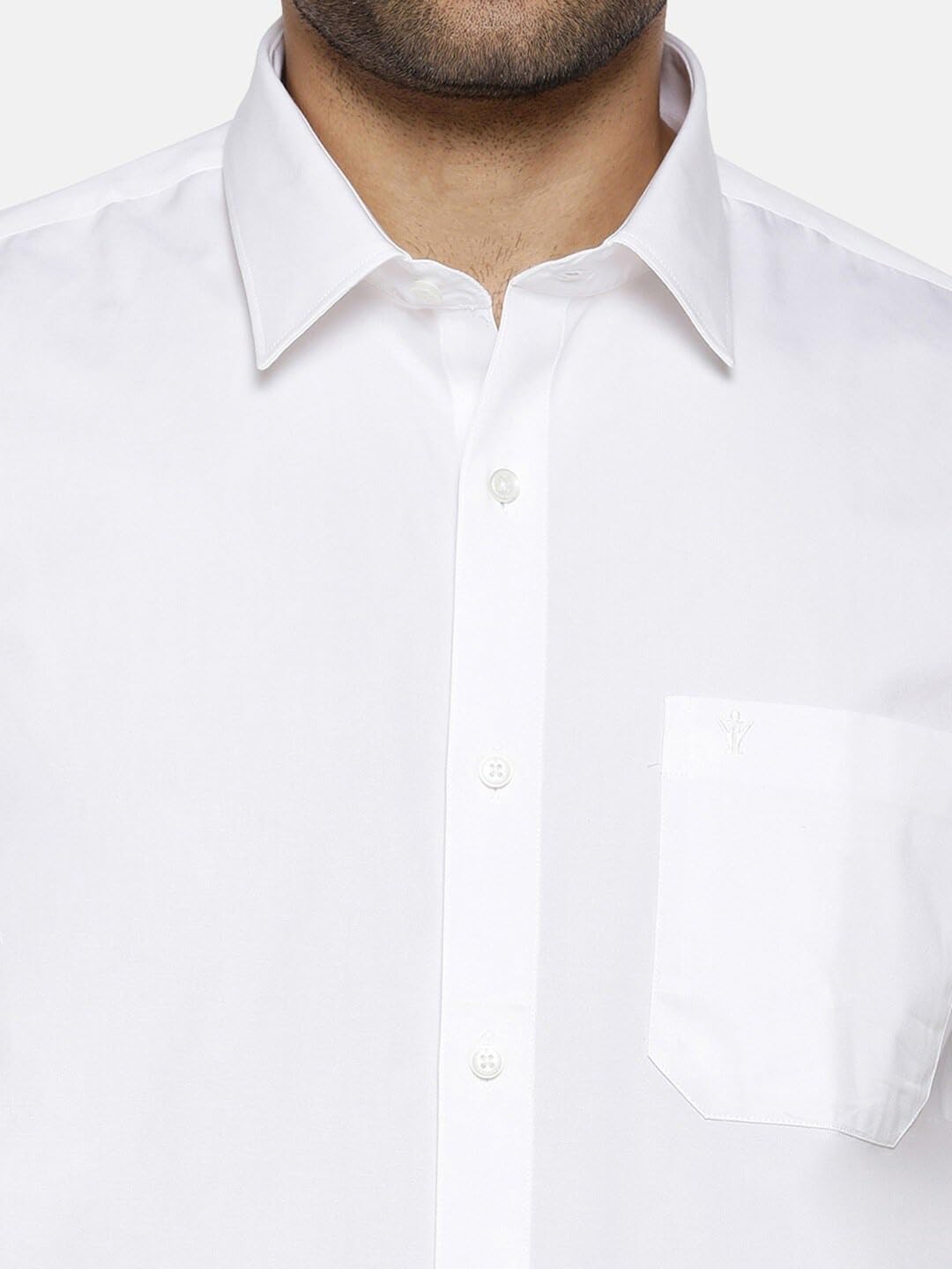 RAMRAJ COTTON Mens Spread Collar Solid White Half Sleeve Casual Shirt (42;White_ 1)