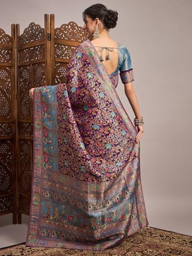 AKHILAM Women's Kanjivaram Woven Soft Silk Saree With Blouse Piece