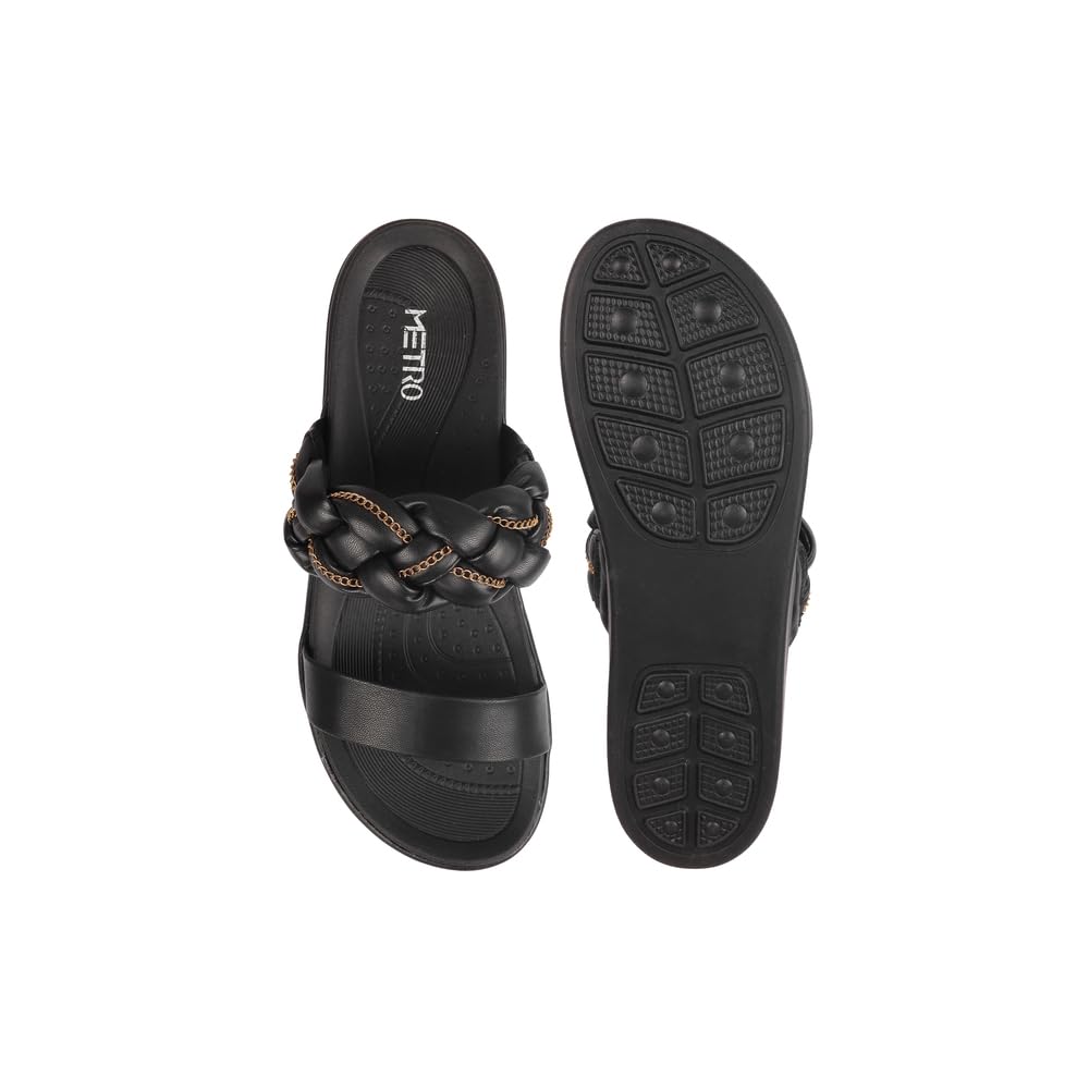 Metro Women Black Unique Weave-Like Strap Platform Heel Fashion Sandal UK/5 EU/38 (41-291)