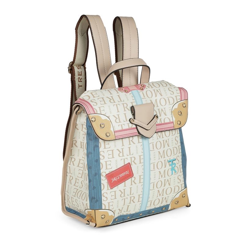 tresmode ZAGREB Beige Vegan Leather Backpack for Women