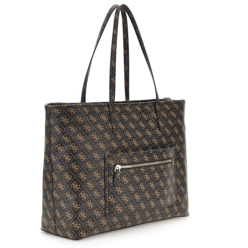 GUESS Brown Logo Printed Power Play Large Tech Tote Bag