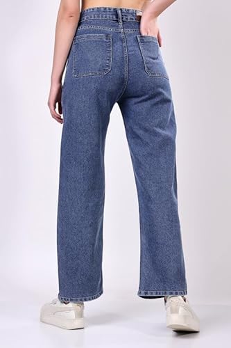 London Hills Women’s High Rise Wide Leg Jeans | Relaxed Fit Baggy Denim Pants | Stylish Straight Fit Comfortable Casual Wear Jeans for Women