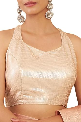 Soch Women Georgette Sleeveless Beige Blouse with Sequins, Free Size