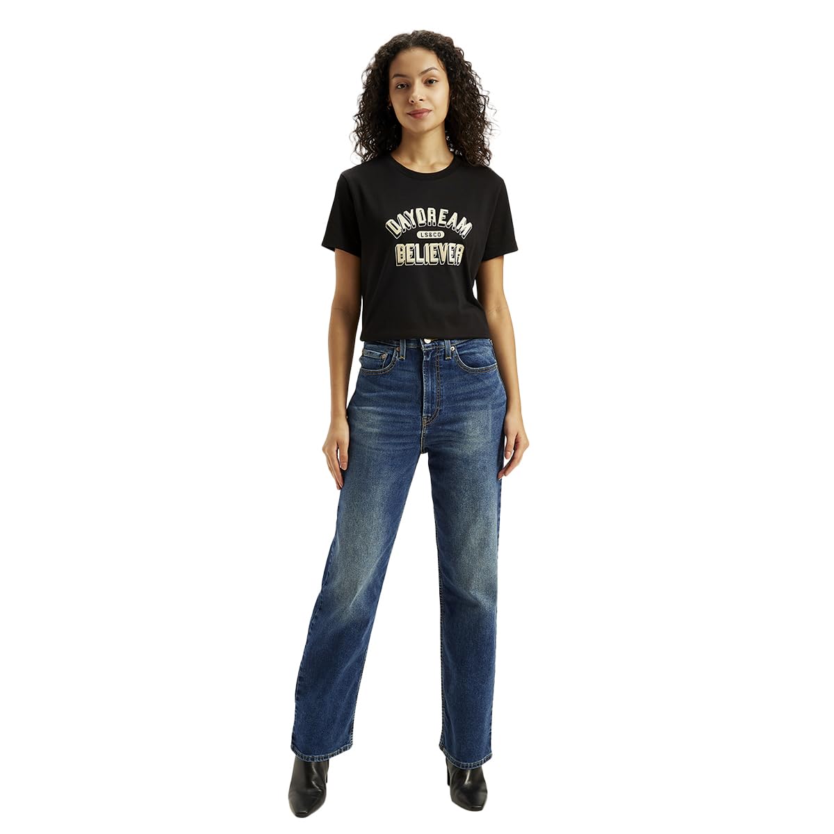 Levi's Women's Straight Mid Rise Jeans (A7713-0005_Blue, 32