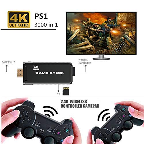Careflection 4K HD TV video game Console built in 3000 Games PS1 Arcade Emulators game console Multiplayer wireless joystick Controller U8 3D game console