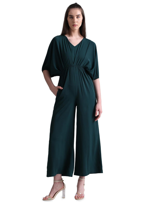 Only Women's Polyester Loose Fit Green Jumpsuit_X-Small