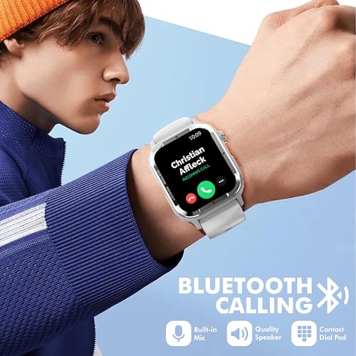 Nervfit Phoenix Smartwatch 1.85" TrueColor+LED Display, Bluetooth Calling, IP67 Waterproof, Fitness & Health Tracker with Heart Rate, SpO2, Stress & Sleep Monitoring (Cloud Grey Silicone)