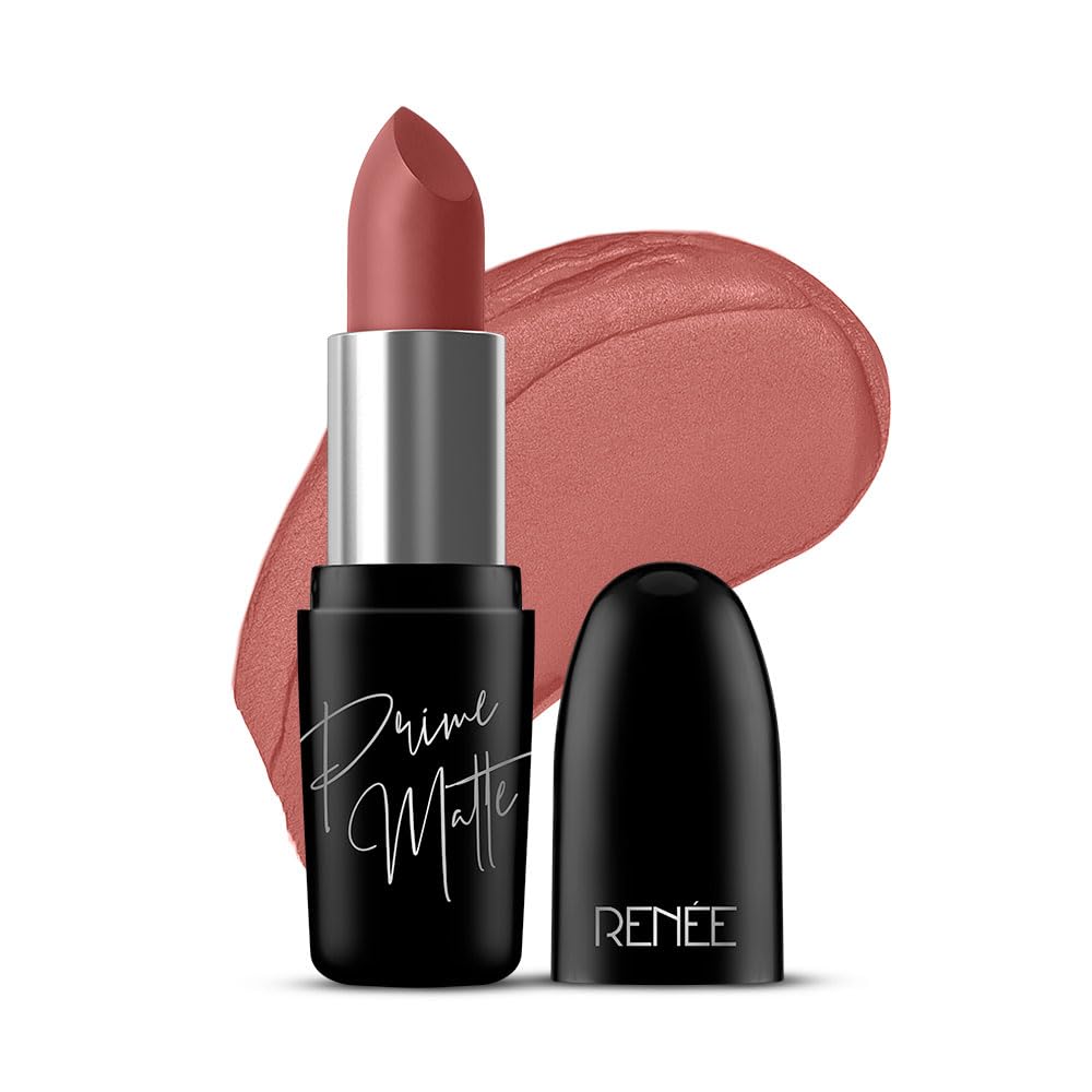 RENEE Prime Matte Lipstick - Velvet Mauve, Lightweight & Long-Lasting Formula, Creamy Matte Finish, One Swipe Application, Non-Drying, Vitamin E Infused, 4.5Gm