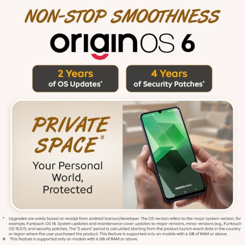 iQOO Z11 Lite 44W 5G (Solar Flame, 6GB RAM, 128GB Storage) | 6500mAh Battery with 44W Fast Charging* | Dimensity 6300 with 579k+ AnTuTu Score* | OriginOS 6.0 with AI Creation* & Private Space*