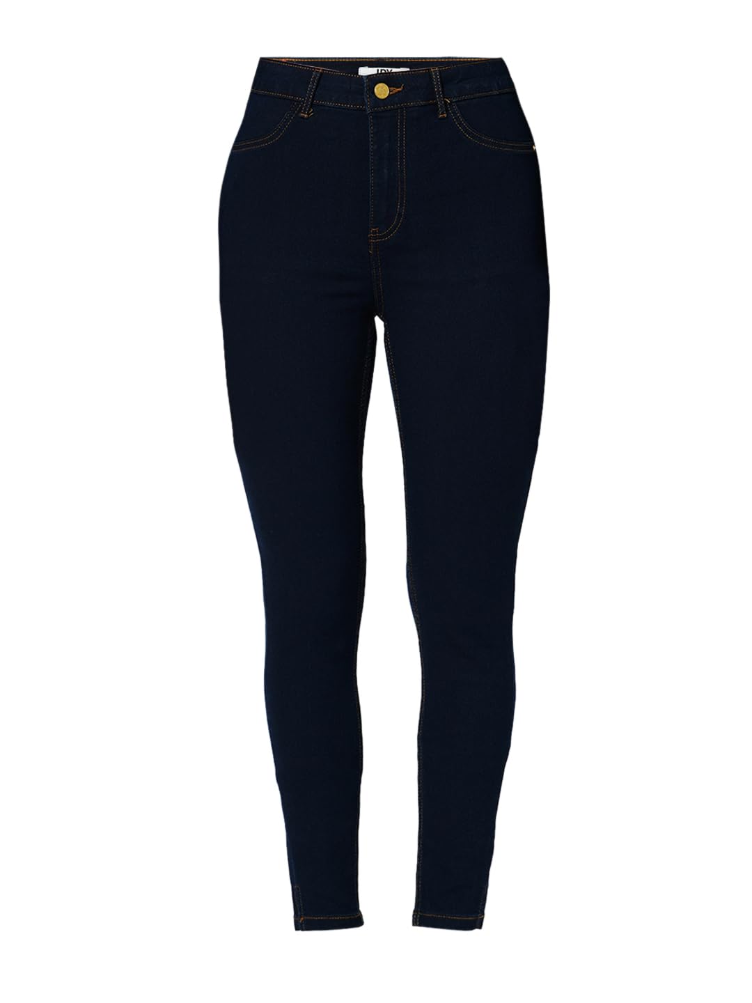 ONLY Women Solid Cotton Blend Skinny Fit High Rise Stretchable Dark Blue Jeggings