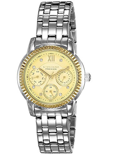 Giordano Analog Mens Watch Yellow Dial Silver Colored Strap Metal Material