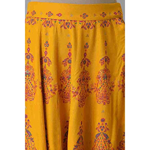 W for Woman Dark Yellow Ethnic Motif Glitter Skirt