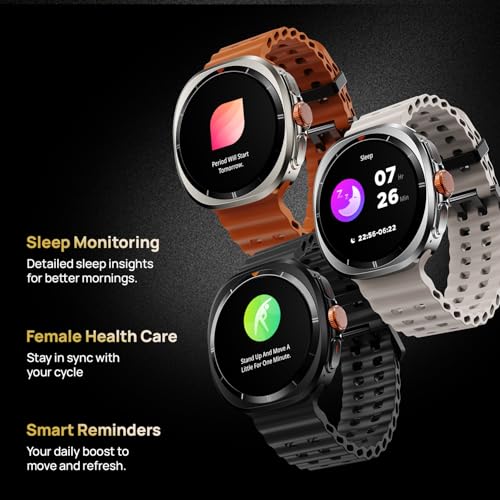 Fire-Boltt Axiom Smart Watch 1.43" Super AMOLED Display,Health & Fitness Tracking,Always-On Screen, Wireless Charging, Rotating Crown, Bluetooth Calling, Metal Case Smart Watch for Man & Woman-Orange