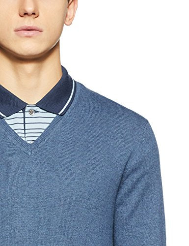 Celio Men's Cotton Sweater (3596654676137_Heather Blue_Small)