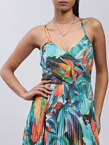Label RITU KUMAR Strappy Printed Long Dress Green