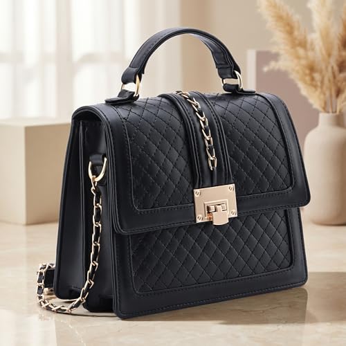 Symbol Premium Women's Satchel Hand Bag crafted from Imported PU | Stylish | Ladies Purse (SP-SS25-CARL-BAG-05_Black_Free Size)