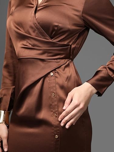 Kazo Angela Midi Dress (Brown_XS)