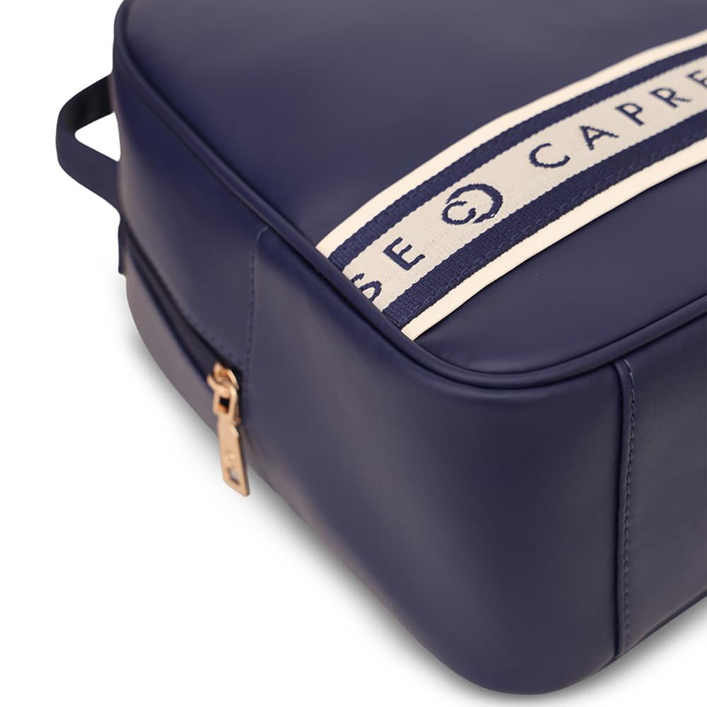 Caprese Trinity Fashion Backpack Medium Navy Solid Women's Bag