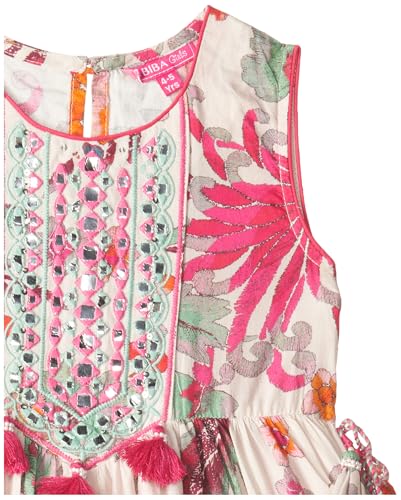 BIBA Girls PRINTED GATHERED KID(KWSPARKLE & SHINE5909_OFF WHITE_9)