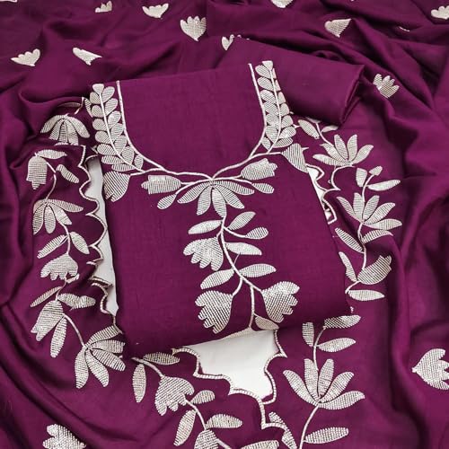 Leeli Peeri Designer Women's Vichitra Silk With Sequence Embroidery Work Unstitched Dress Material